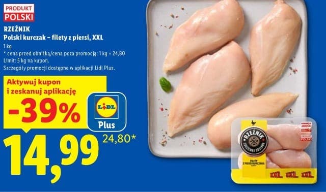 Rzeźnik Polski kurczak - filety z piersi XXL 1kg