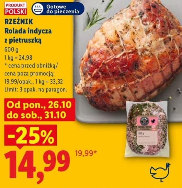 Rzeźnik Rolada indycza z pietruszką do piekarnika 600g