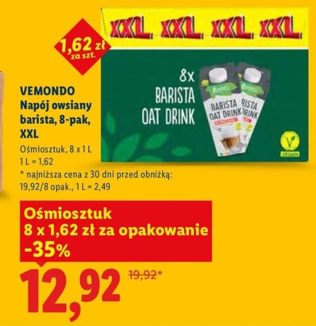 Vemondo Napój owsiany barista 8x1l